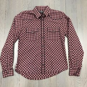 Express Fitted Christmas Holiday Button Down Shirt